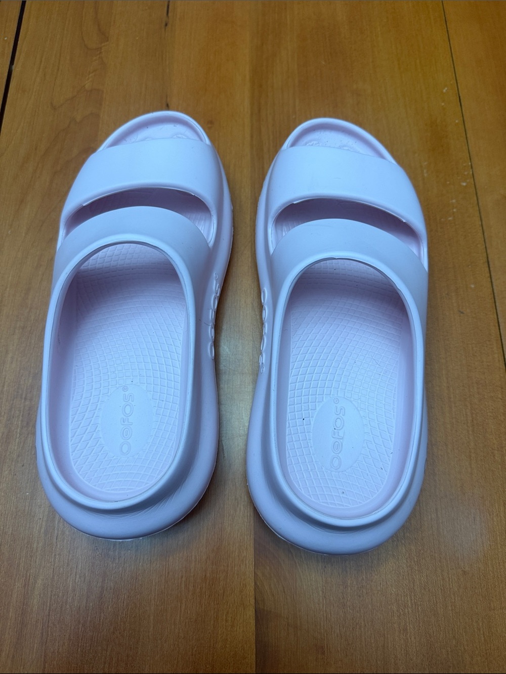 OOFOS Light Pink Dual-Strap Slide Sandals